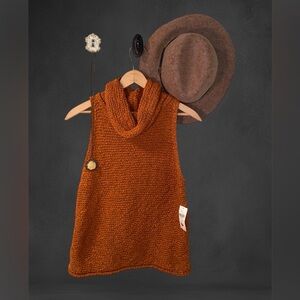 Anthropologie Pilcro Chunky Knit Cowl Turtleneck Sleeveless Pullover Sweater Med